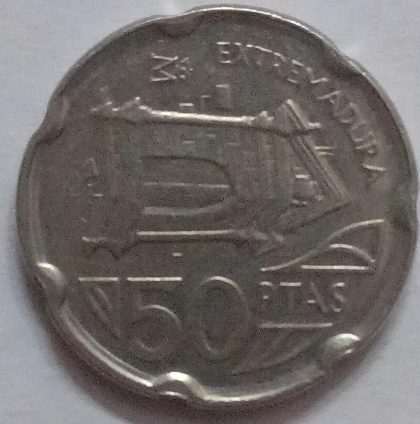 Spain 50 Pesetas Coin 1993(Used) - Image 2