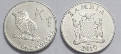 ZAMBIA 1 Kwacha 2019 Coin(USED)
