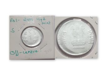 1 Rupee 2011 Hyderabad Mint  OFF CENTRE -ERROR Coin Used