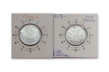 1 Rupee 2013 Noida Mint  1.30 O'clock Rotation - ERROR Coin Used