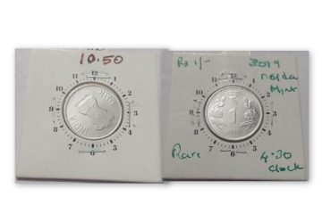 1 Rupee 2019 Noida Mint  4.30 O'clock Rotation  Error Coin Used