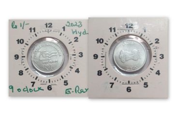 1 Rupee 2023 Hyderabad 9.00 O'Clock Rotation  -ERROR Coin UNC