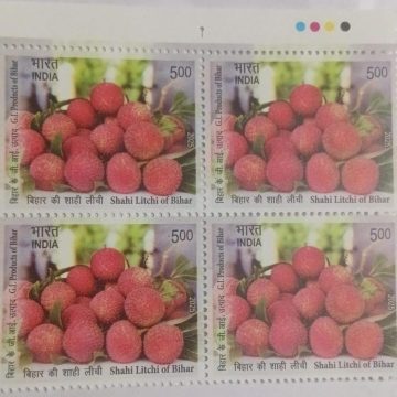 G.I Products of Bihar-Shahi Litchi of BiharRs.5 (Block of 4 TL Stamp)