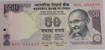 50 Rupees note Governor RAGHURAM G.RAJAN Plain Inset 2015 UNC OGN (084858)