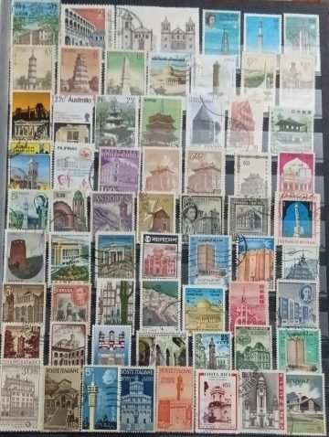 Foreign Used Stamps Architecture & Building 64 Stamps
