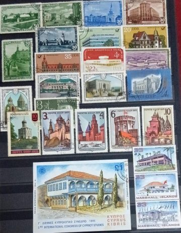 Foreign Used Stamps Architecture & Building 24 Stamps+1 Souviner Sheet