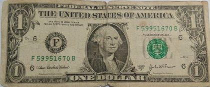 UNITED STATES OF AMERICA Currency 1 Dollar 2003 (Used) slightly damaged