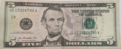 UNITED STATES OF AMERICA Currency 5 Dollars 2009 (Used)