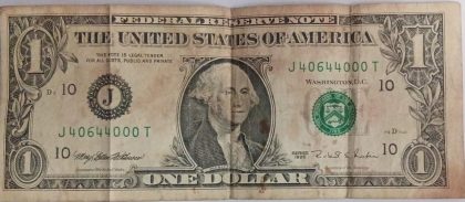 UNITED STATES OF AMERICA Currency 1 Dollar 1995 (Used)