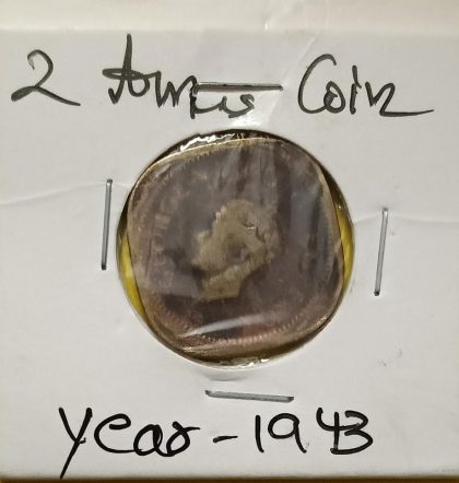 KING GEORGE VI- 2 ANNAS 1943 COPPER-NICKEL  COIN (USED) - Image 2