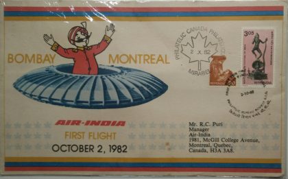 Bombay -Montreal(Single Flight Cover) | Indian Postage Stamps | Indian Coins | Old Indian Currency | Rare Indian Coins | Numismatic Collection India