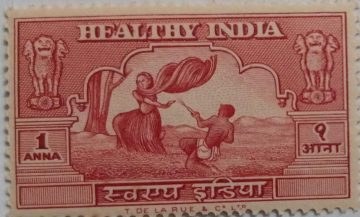 HEALTHY INDIA CHARITY LABELS 1950 - 1 ANNA MNH STAMP