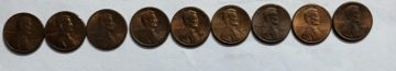 USA 1 CENT 1981-1990 (9 COINS)1982 COIN MISSING