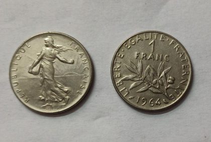 1 Franc 1964 Liberte Egalite Fraternite (used) | Indian Postage Stamps | Indian Coins | Old Indian Currency | Rare Indian Coins | Numismatic Collection India