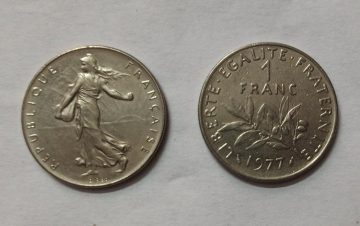 1 Franc 1977 Liberte Egalite Fraternite (used)