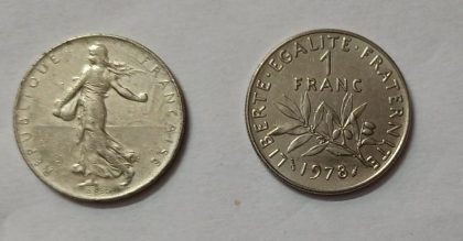 1 Franc 1978 Liberte Egalite Fraternite (used) | Indian Postage Stamps | Indian Coins | Old Indian Currency | Rare Indian Coins | Numismatic Collection India