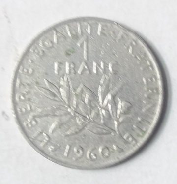 1 Franc 1960 Liberte Egalite Fraternite(used)