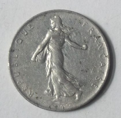 1 Franc 1960 Liberte Egalite Fraternite(used) | Indian Postage Stamps | Indian Coins | Old Indian Currency | Rare Indian Coins | Numismatic Collection India - Image 2