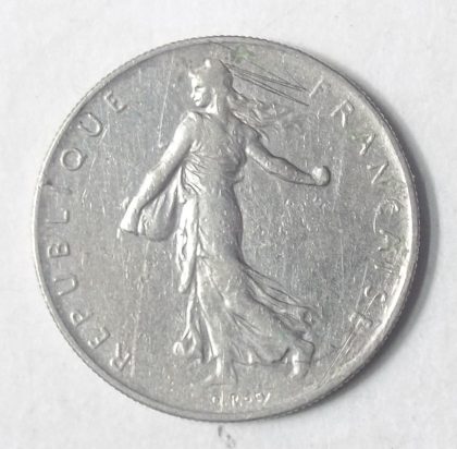 1 Franc 1961 Liberte Egalite Fraternite(used) | Indian Postage Stamps | Indian Coins | Old Indian Currency | Rare Indian Coins | Numismatic Collection India - Image 2