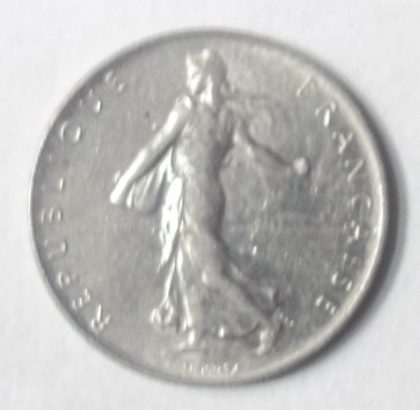 1 Franc 1965 Liberte Egalite Fraternite(used) | Indian Postage Stamps | Indian Coins | Old Indian Currency | Rare Indian Coins | Numismatic Collection India - Image 2