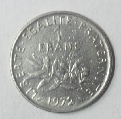 1 Franc 1972 Liberte Egalite Fraternite(used) | Indian Postage Stamps | Indian Coins | Old Indian Currency | Rare Indian Coins | Numismatic Collection India