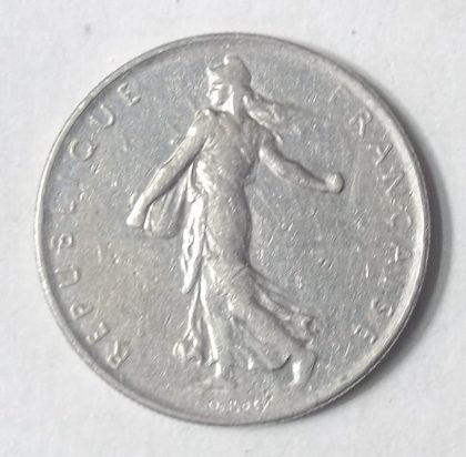 1 Franc 1973 Liberte Egalite Fraternite(used) | Indian Postage Stamps | Indian Coins | Old Indian Currency | Rare Indian Coins | Numismatic Collection India - Image 2