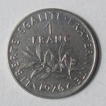 1 Franc 1976 Liberte Egalite Fraternite(used)