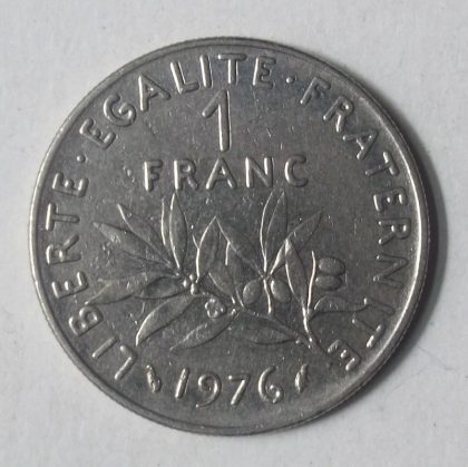 1 Franc 1976 Liberte Egalite Fraternite(used) | Indian Postage Stamps | Indian Coins | Old Indian Currency | Rare Indian Coins | Numismatic Collection India