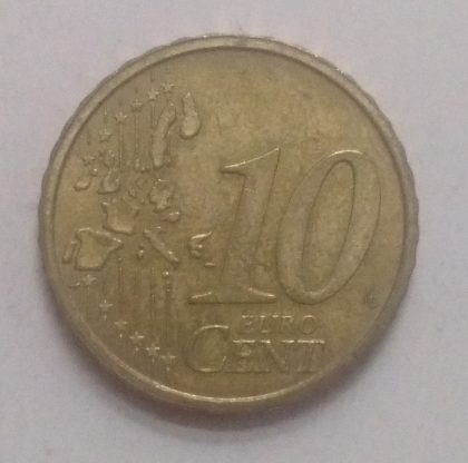 10 Cent EURO  2002_(used) | Indian Postage Stamps | Indian Coins | Old Indian Currency | Rare Indian Coins | Numismatic Collection India