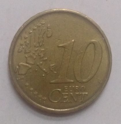 10 Cent EURO  2002_(used) | Indian Postage Stamps | Indian Coins | Old Indian Currency | Rare Indian Coins | Numismatic Collection India