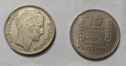 10 Francs 1948 Liberte Egalite Fraternite (used) | Indian Postage Stamps | Indian Coins | Old Indian Currency | Rare Indian Coins | Numismatic Collection India