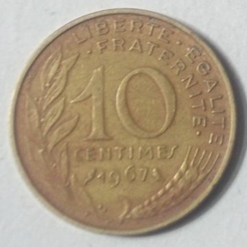 10 Centimes 1967 Liberte Egalite Fraternite (used)