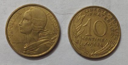 10 Centimes 1968 Liberte Egalite Fraternite (used) | Indian Postage Stamps | Indian Coins | Old Indian Currency | Rare Indian Coins | Numismatic Collection India