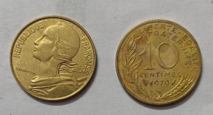 10 Centimes 1979 Liberte Egalite Fraternite (used) | Indian Postage Stamps | Indian Coins | Old Indian Currency | Rare Indian Coins | Numismatic Collection India