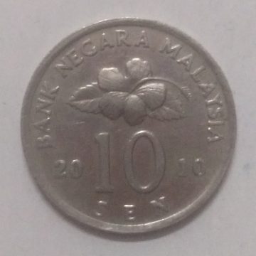 10 Sen _2010 Bank Negara Malaysia (used)