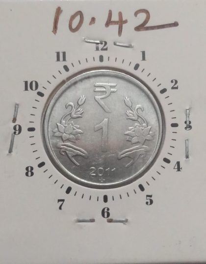 1 RUPEE 2011 HYDERABA MINT 11.00 ROTATION-ERROR COIN UNC | Indian Postage Stamps | Indian Coins | Old Indian Currency | Rare Indian Coins | Numismatic Collection India - Image 2