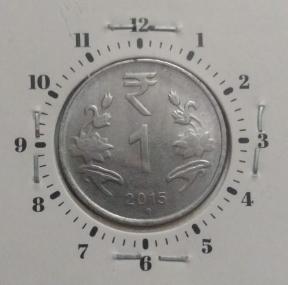 1 RUPEE 2015 NOIDA MINT 8.00 ROTATION -ERROR COIN USED | Indian Postage Stamps | Indian Coins | Old Indian Currency | Rare Indian Coins | Numismatic Collection India - Image 2