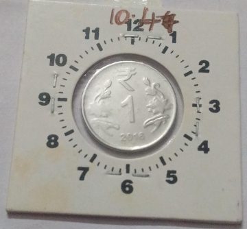 1 RUPEE 2016 CALCUTTA MINT 10 O' CLOCK ROTATION ERROR COIN USED