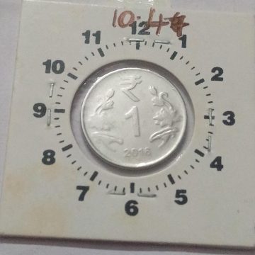 1 RUPEE 2016 CALCUTTA MINT 10 O' CLOCK ROTATION ERROR COIN USED