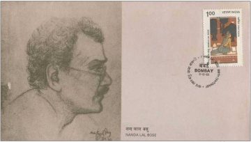 First Day Cover 05 Dec 1983 Birth Centenary Of Nandalal Bose (Artist) (Fdc-1983) (Spots/Hinged/Slightly Damaged/Paper Stuck)