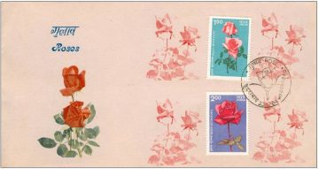 First Day Cover 23 Dec 1984 Indian Roses (Fdc-1984) (Spots/Hinged/Slightly Damaged/Paper Stuck)