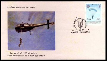 First Day Cover 17 Oct 1986 225th Anniversary Of 8th Battalion Of Coast Sepoys ( Now 1th Battalion Of Parachute Regiment Commando) (Fdc-1986) (Spots/Hinged/Slightly Damaged/Paper Stuck)