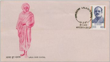 First Day Cover - 18 Mar 1987 Lala Har Dayal (Founder Of Gadar Movement) (Fdc-1987) (Spots/Hinged/Slightly Damaged/Paper Stuck)