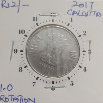 2 RUPEES 2017 CALCUTTA MINT 1.00 O'CLOCK ROTATION ERROR COIN USED