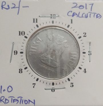 2 RUPEES 2017 CALCUTTA MINT 1.00 O'CLOCK ROTATION ERROR COIN USED