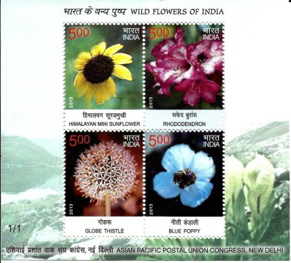 Wild Flowers - 2013 (Indian Miniature Sheets) | Indian Postage Stamps | Indian Coins | Old Indian Currency | Rare Indian Coins | Numismatic Collection India