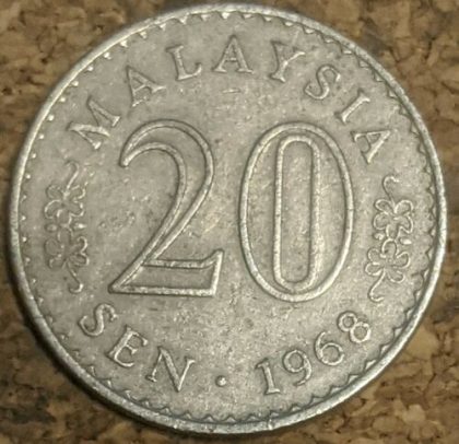 20 Sen _1968 Bank Negara Malaysia (used) | Indian Postage Stamps | Indian Coins | Old Indian Currency | Rare Indian Coins | Numismatic Collection India