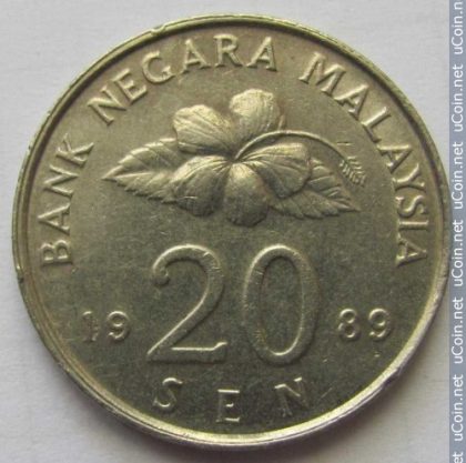 20 Sen _1989 Bank Negara Malaysia (used) | Indian Postage Stamps | Indian Coins | Old Indian Currency | Rare Indian Coins | Numismatic Collection India