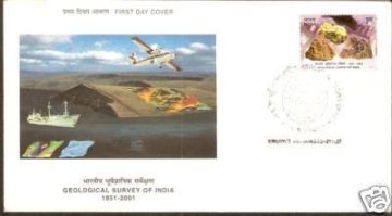 First Day Cover 04 Mar 2001 150th Anniversary of Geological Survey Of India (Fdc-2001) (Spots/Hinged/Slightly Damaged/Paper Stuck)
