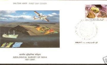 First Day Cover 04 Mar. '01 150th Anniv.of Geological Survey of India.(FDC-2001)